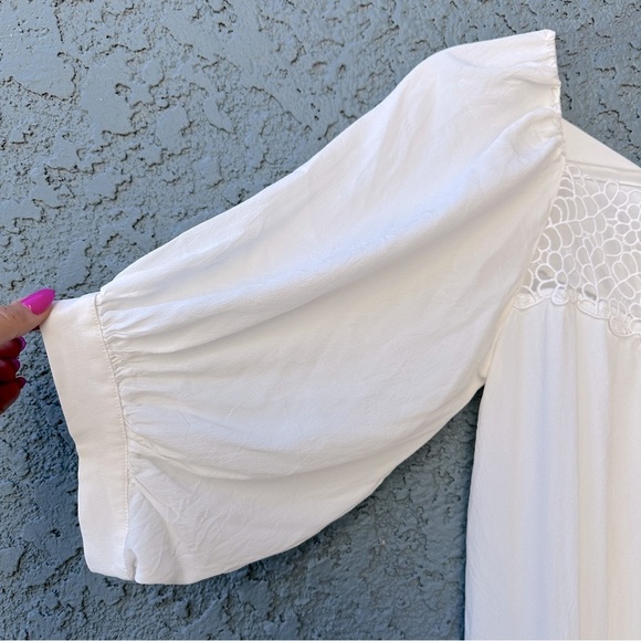 ANNARITA N Crochet Eyelet Summer Sun Midi Dress in White Sz. 4 - Picture 5 of 10